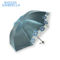 Promocional Bordado Atacado Manual Aberto UV Proteção dobrável sol cutomized guarda-chuva